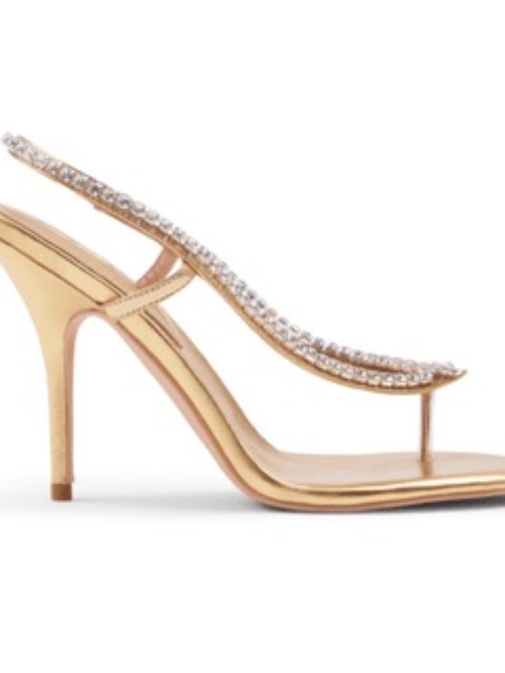 ByDose Gold Rhinestone Thong Toe Stiletto Sandals - Picture 2 of 5